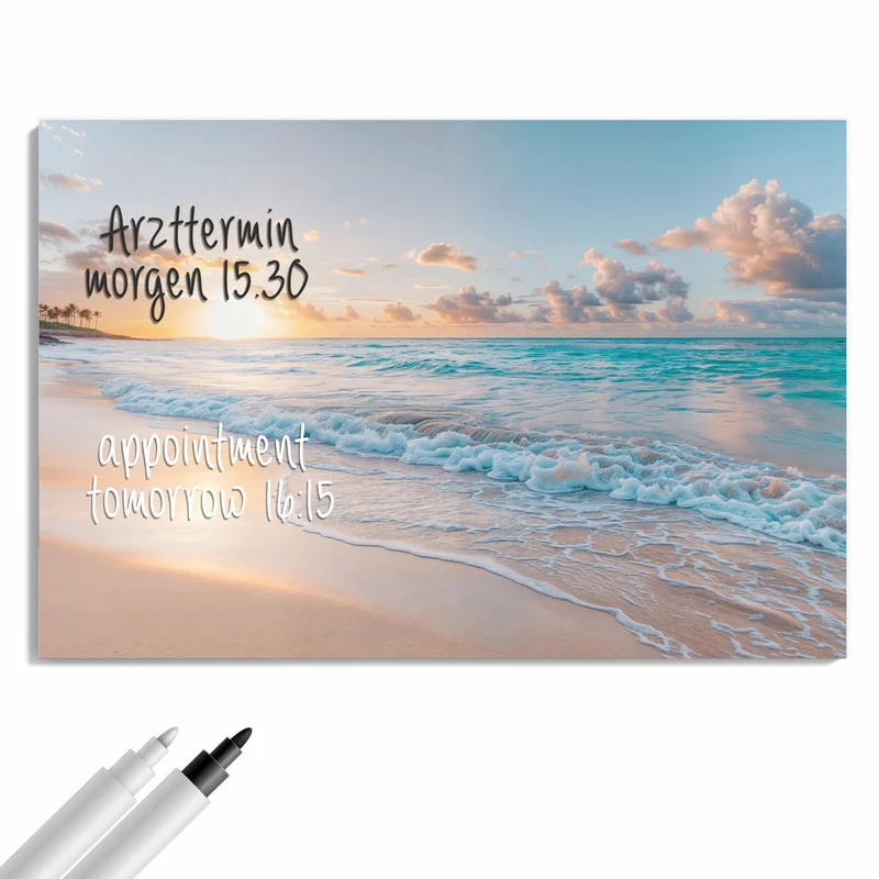 Metall Magnettafel - Sonnenaufgang am Strand
