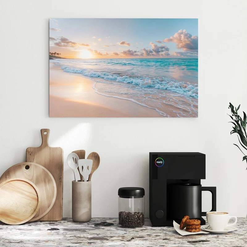 Metall Magnettafel - Sonnenaufgang am Strand