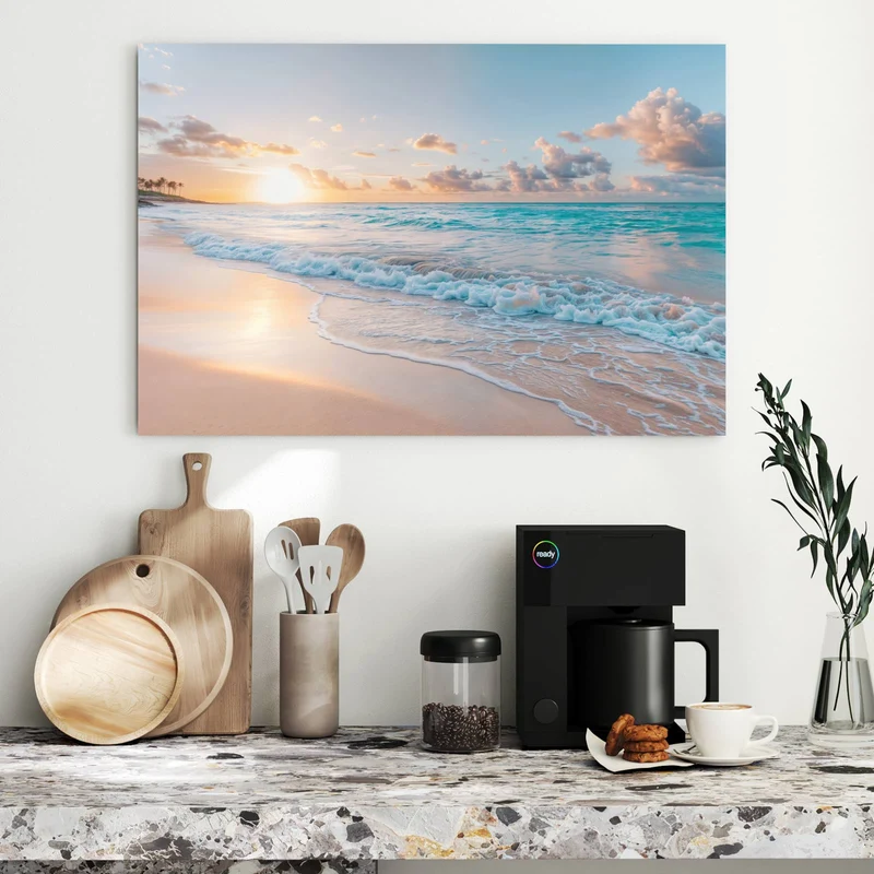 Metall Magnettafel - Sonnenaufgang am Strand