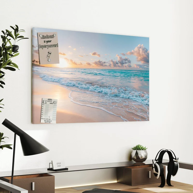 Metall Magnettafel - Sonnenaufgang am Strand