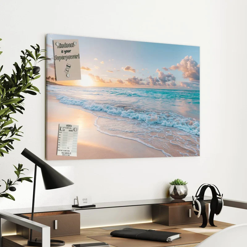 Metall Magnettafel - Sonnenaufgang am Strand