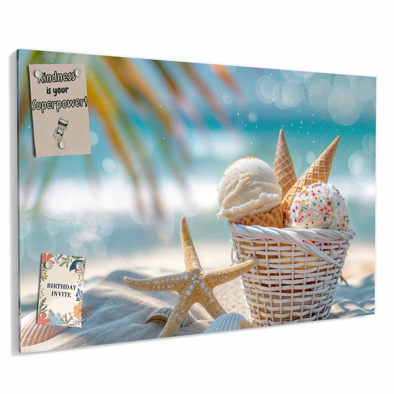 Metall Magnettafel - Eiskugeln am Strand