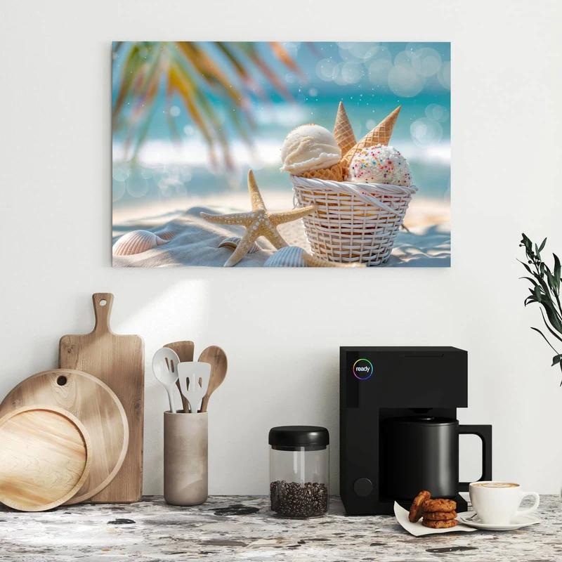 Metall Magnettafel - Eiskugeln am Strand