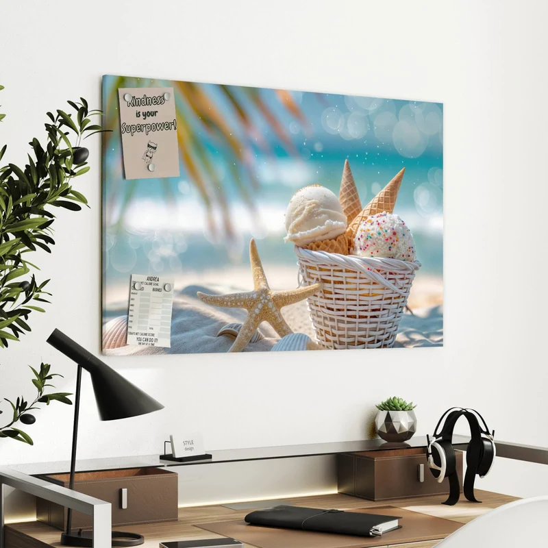 Metall Magnettafel - Eiskugeln am Strand