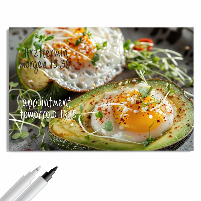 Metall Magnettafel - Ei in Avocadohälften