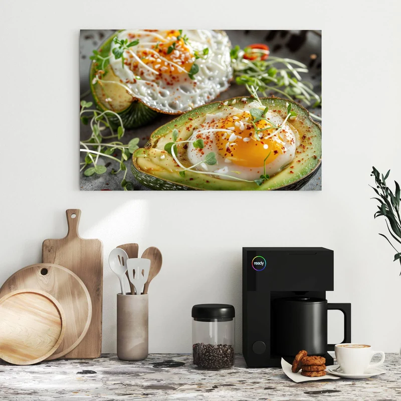 Metall Magnettafel - Ei in Avocadohälften