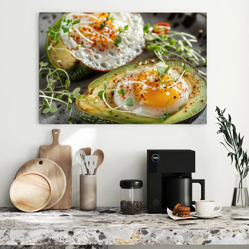 Metall Magnettafel - Ei in Avocadohälften
