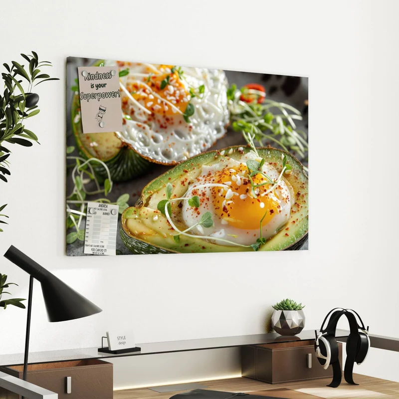 Metall Magnettafel - Ei in Avocadohälften