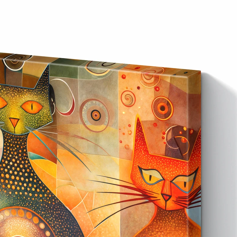 Metall Magnettafel - Drei Katzen in Orange