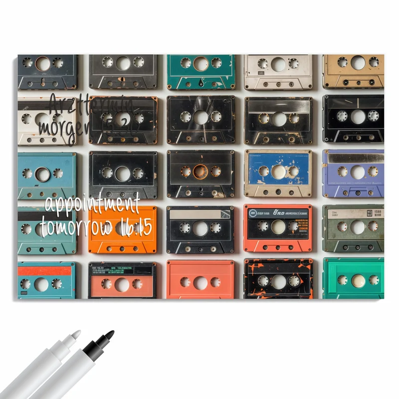 Metall Magnettafel - Vintage Kassetten