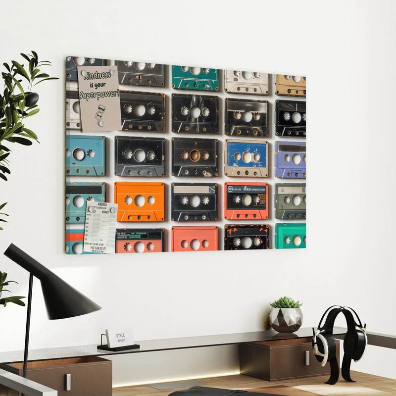 Metall Magnettafel - Vintage Kassetten
