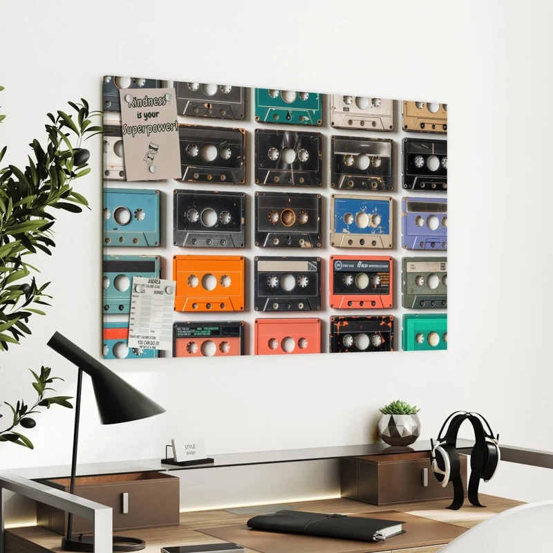 Metall Magnettafel - Vintage Kassetten