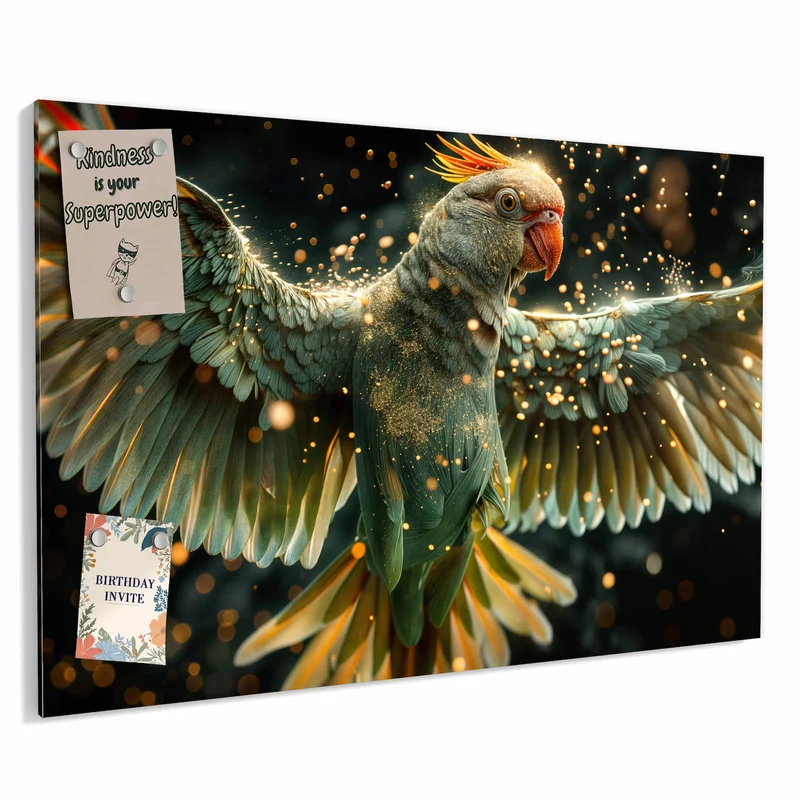 Metall Magnettafel - Fliegender Papagei