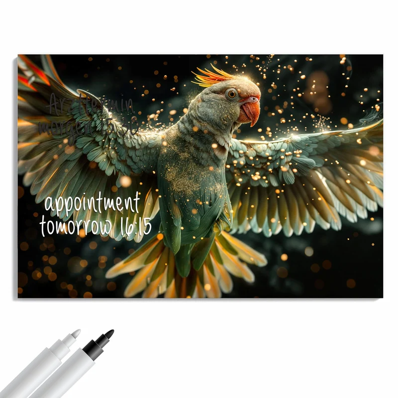 Metall Magnettafel - Fliegender Papagei