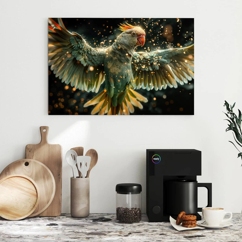 Metall Magnettafel - Fliegender Papagei