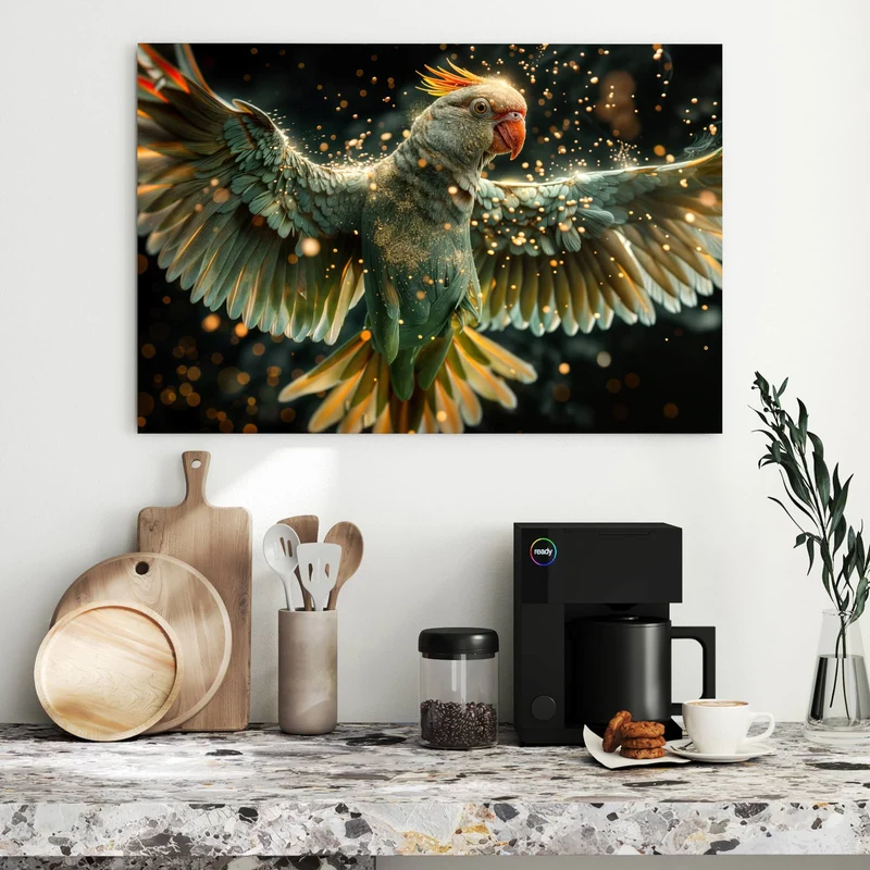 Metall Magnettafel - Fliegender Papagei