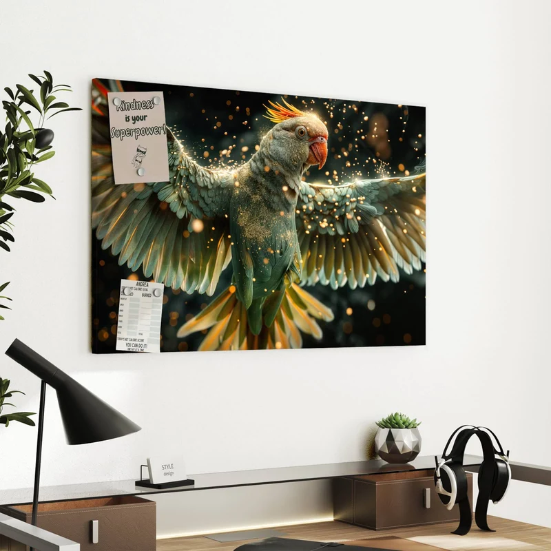Metall Magnettafel - Fliegender Papagei