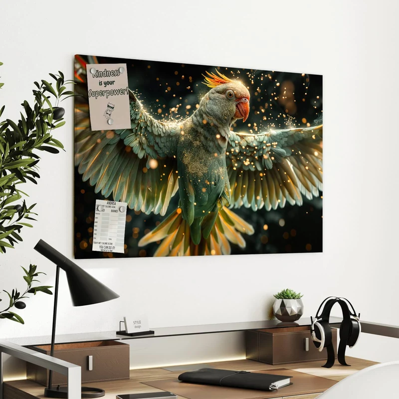 Metall Magnettafel - Fliegender Papagei