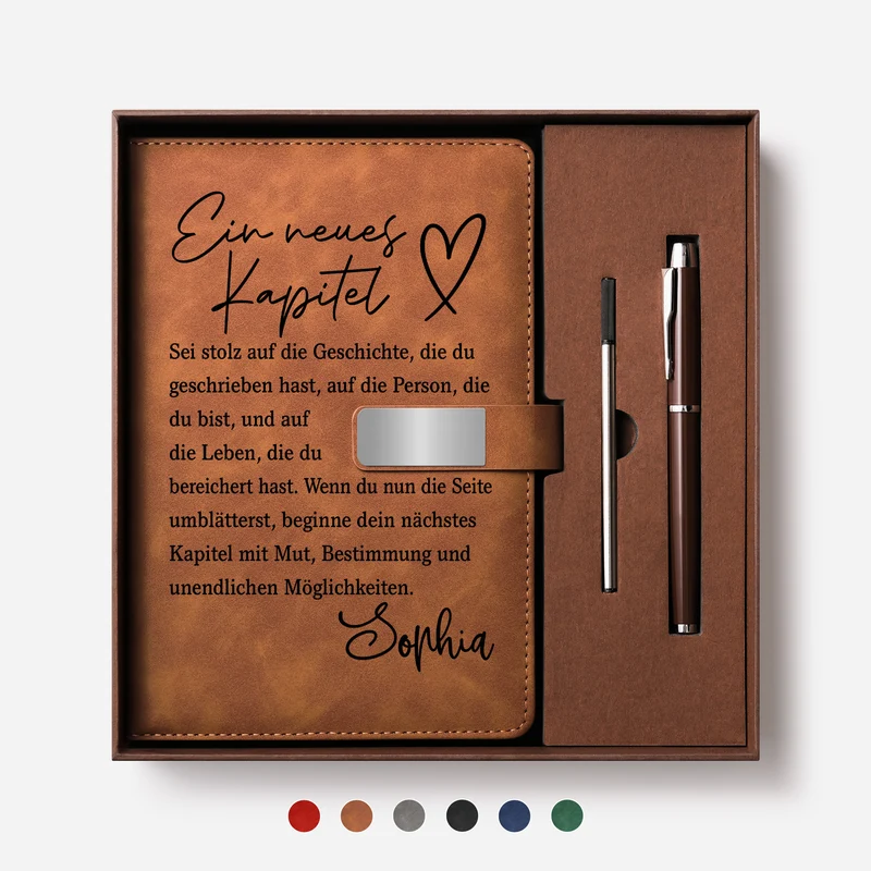 Ein Neues Kapitel - Personalisierte Geschenke Zum Ruhestand | Notizbuch Mit Stift