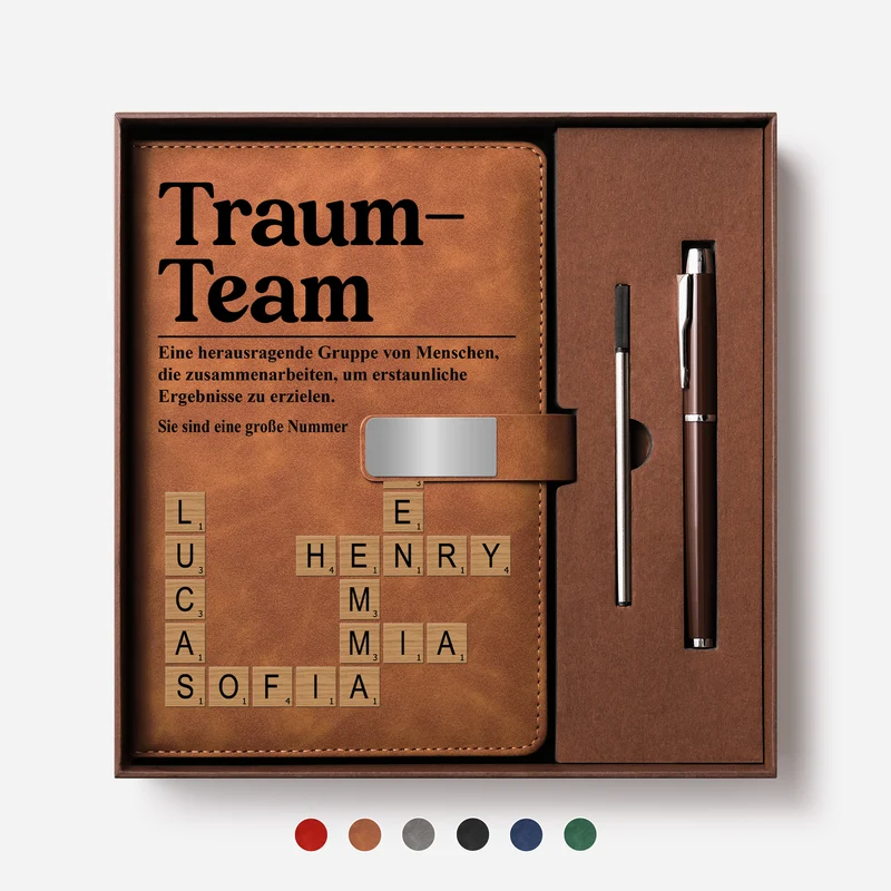 Bestes Team - Personalisiertes Geschenk | Notizbuch Mit Stift Arbeitskollegen