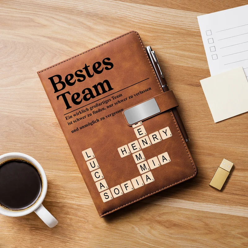 Bestes Team - Personalisiertes Geschenk | Notizbuch Mit Stift Arbeitskollegen