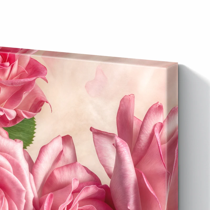 Metall Magnettafel - Rosa Rosenblüten