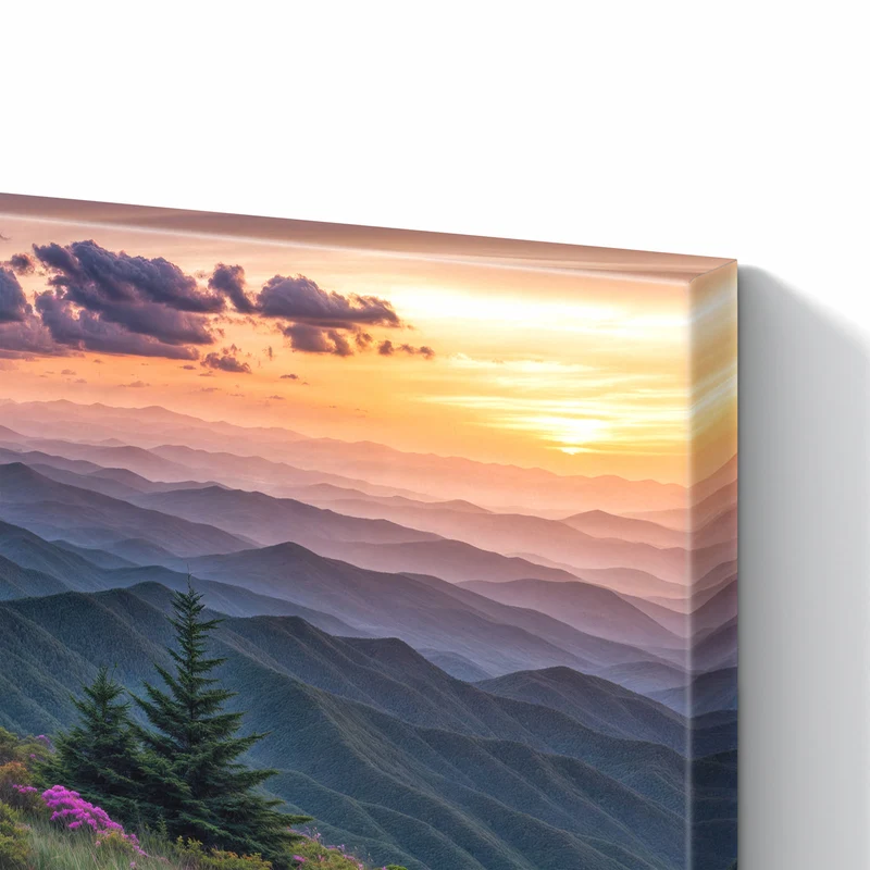 Metall Magnettafel - Blüten vor Bergketten