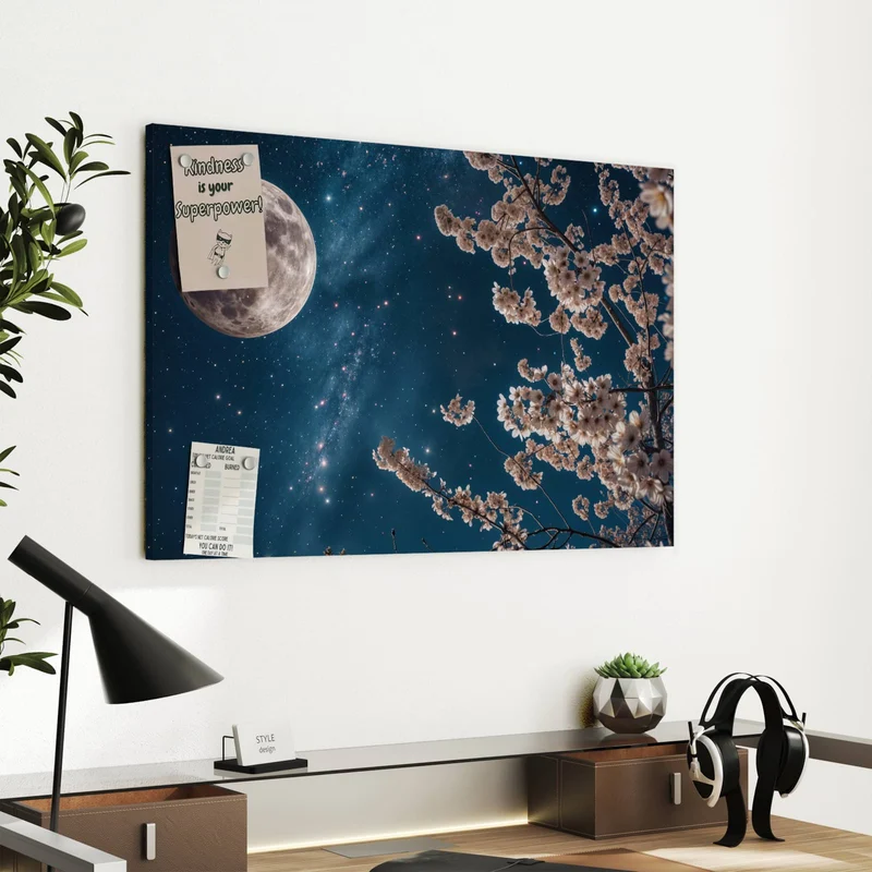 Metall Magnettafel - Blüten unter Sternen
