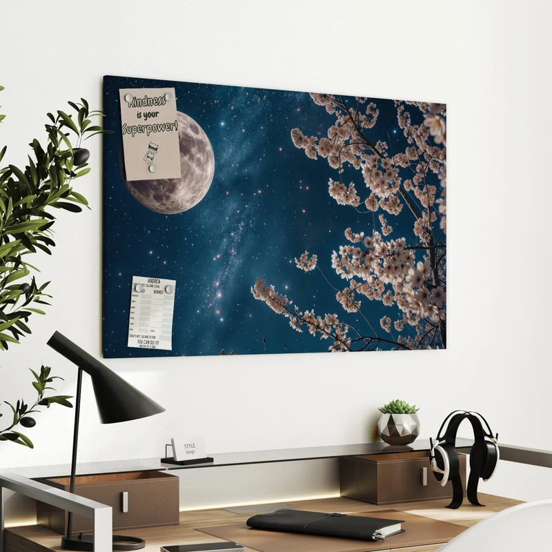 Metall Magnettafel - Blüten unter Sternen