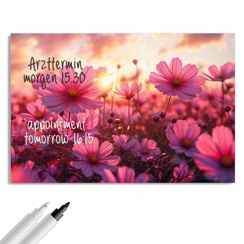 Metall Magnettafel - Cosmeen im Abendlicht