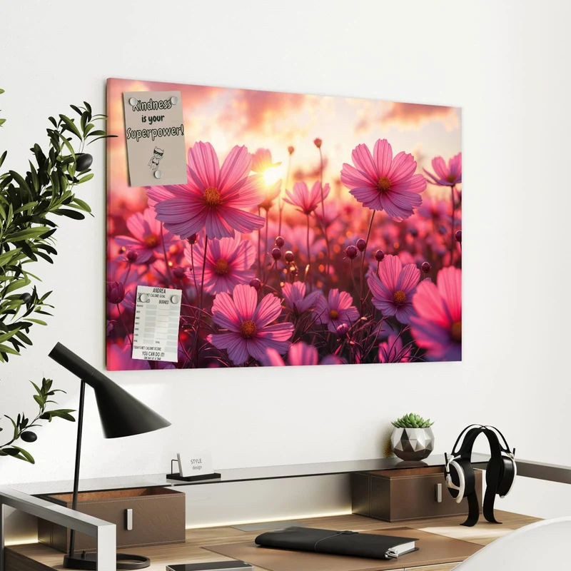 Metall Magnettafel - Cosmeen im Abendlicht