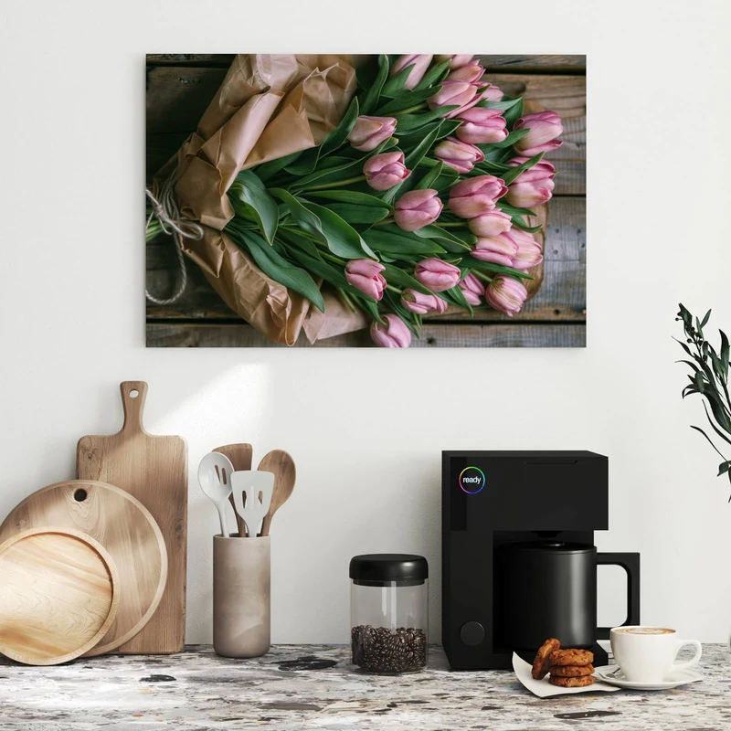 Metall Magnettafel - Rosa Tulpenstrauß