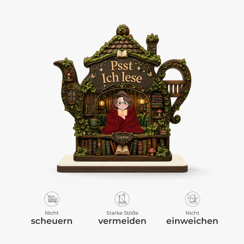 Psst Ich Lese - Personalisierte Geschenke Für Leseratten Männer Frauen | Holzaufsteller Mit Standfuß
