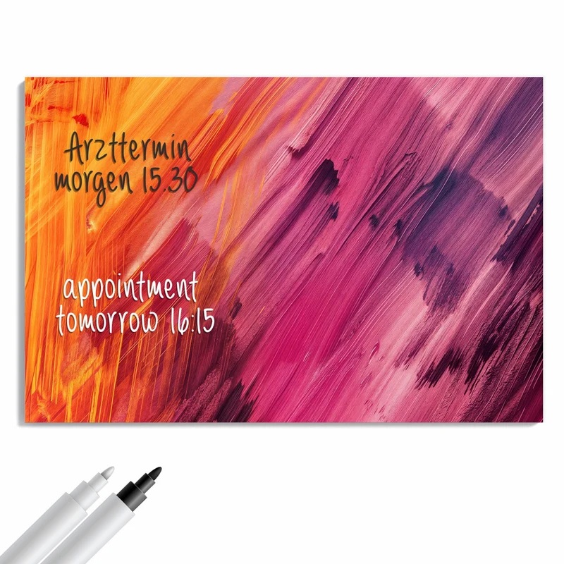 Metall Magnettafel - Diagonale Farbstriche
