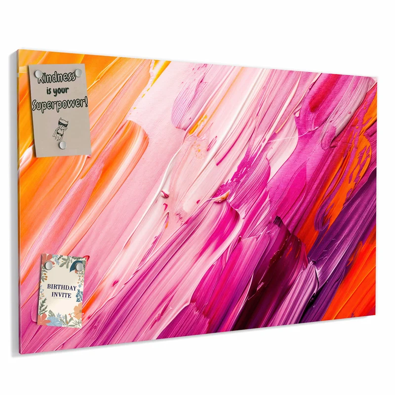 Metall Magnettafel - Rosa Pinselstriche