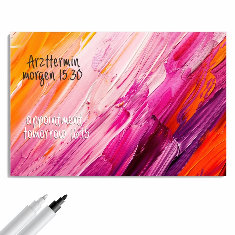 Metall Magnettafel - Rosa Pinselstriche