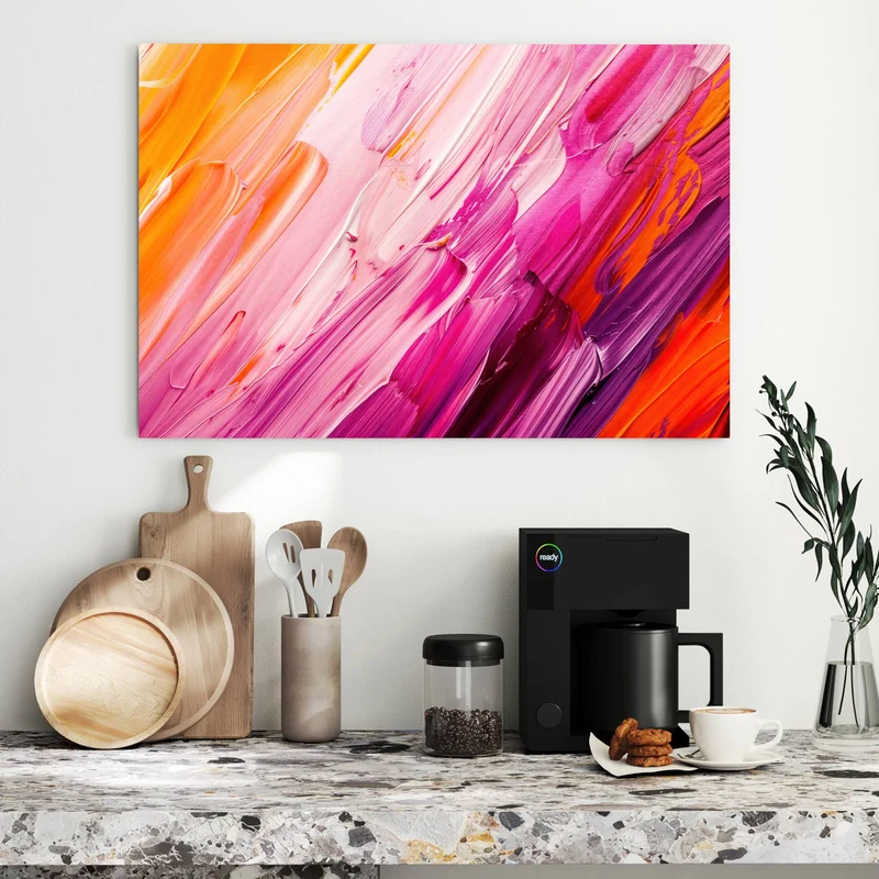 Metall Magnettafel - Rosa Pinselstriche