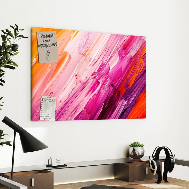 Metall Magnettafel - Rosa Pinselstriche