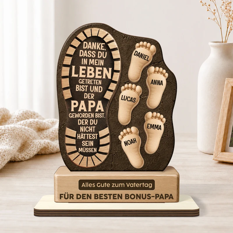 Danke Dass Du In Mein Leben Getreten Bist - Personalisierte Vatertagsgeschenke | Holzaufsteller Mit Standfuß Bonus Papa