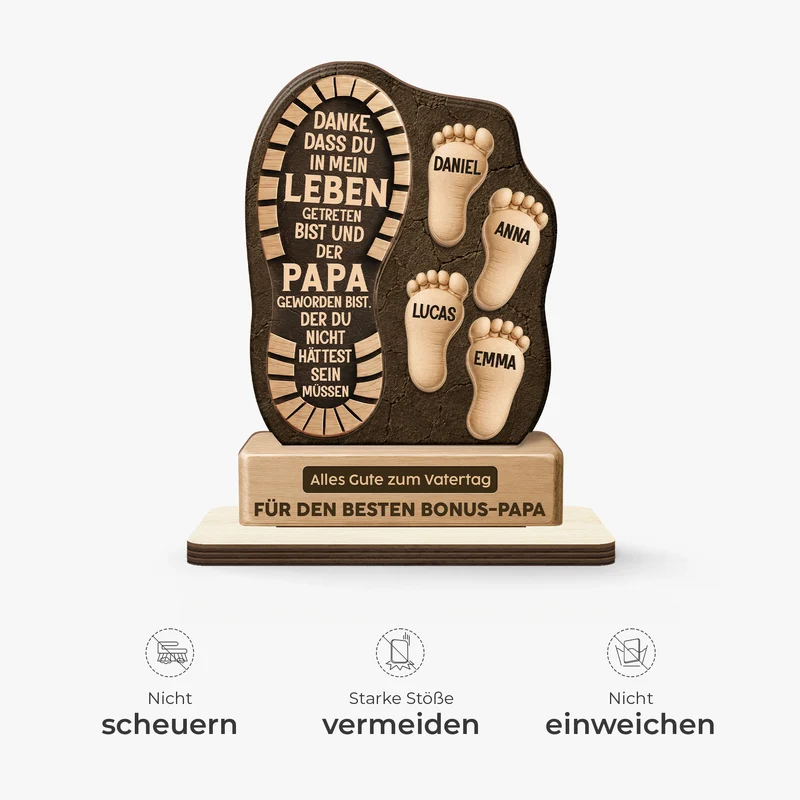 Danke Dass Du In Mein Leben Getreten Bist - Personalisierte Vatertagsgeschenke | Holzaufsteller Mit Standfuß Bonus Papa