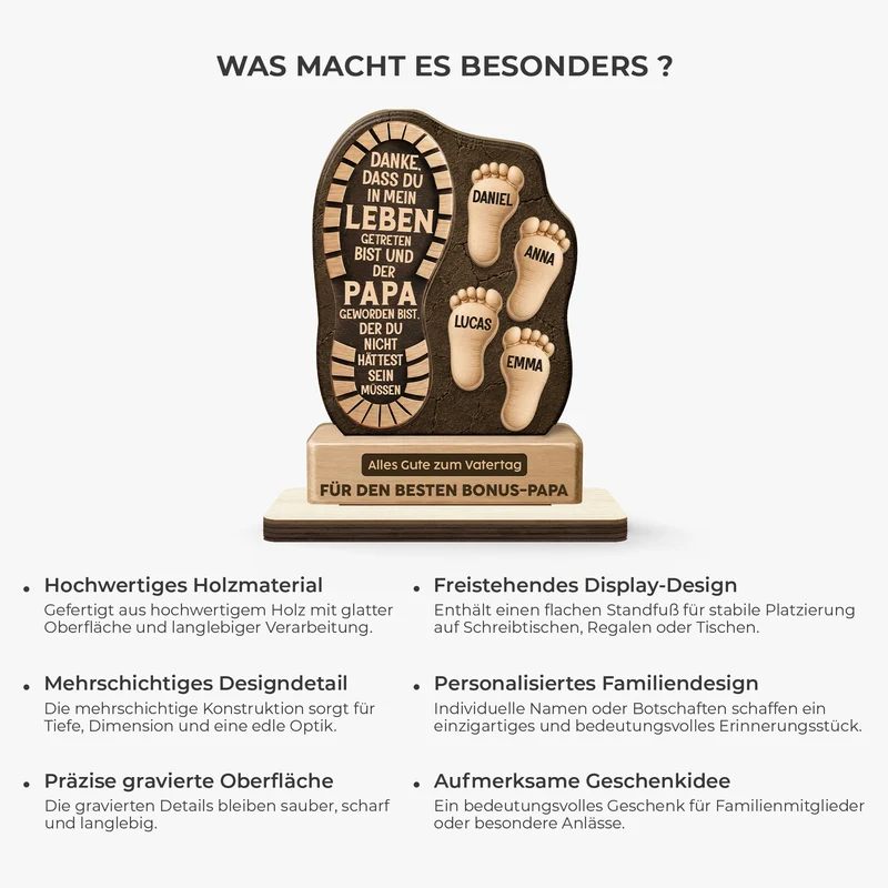 Danke Dass Du In Mein Leben Getreten Bist - Personalisierte Vatertagsgeschenke | Holzaufsteller Mit Standfuß Bonus Papa