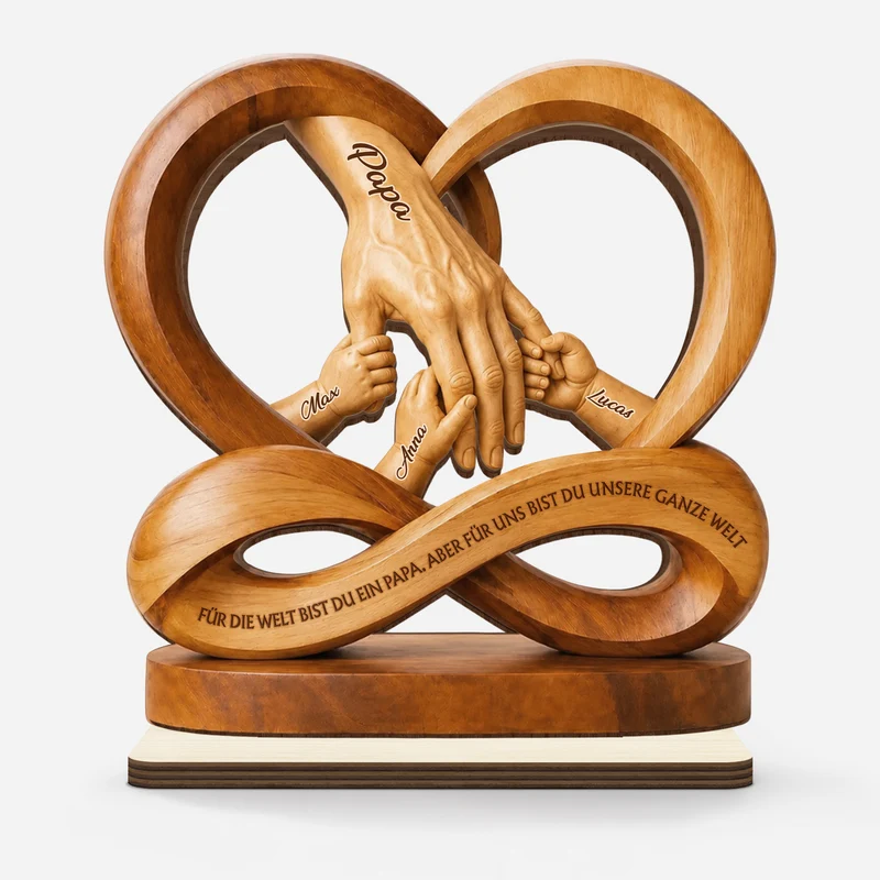 [3D-Optik] Für Die Welt Bist Du Ein Papa - Personalisiertes Geschenk | Holzaufsteller Mit Standfuß Papa Mama