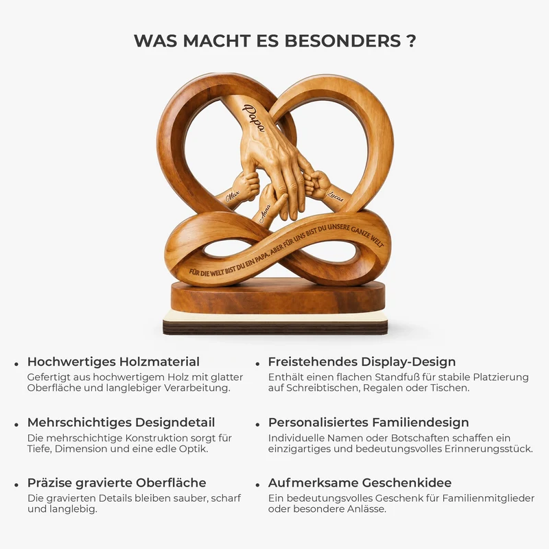 [3D-Optik] Für Die Welt Bist Du Ein Papa - Personalisiertes Geschenk | Holzaufsteller Mit Standfuß Papa Mama