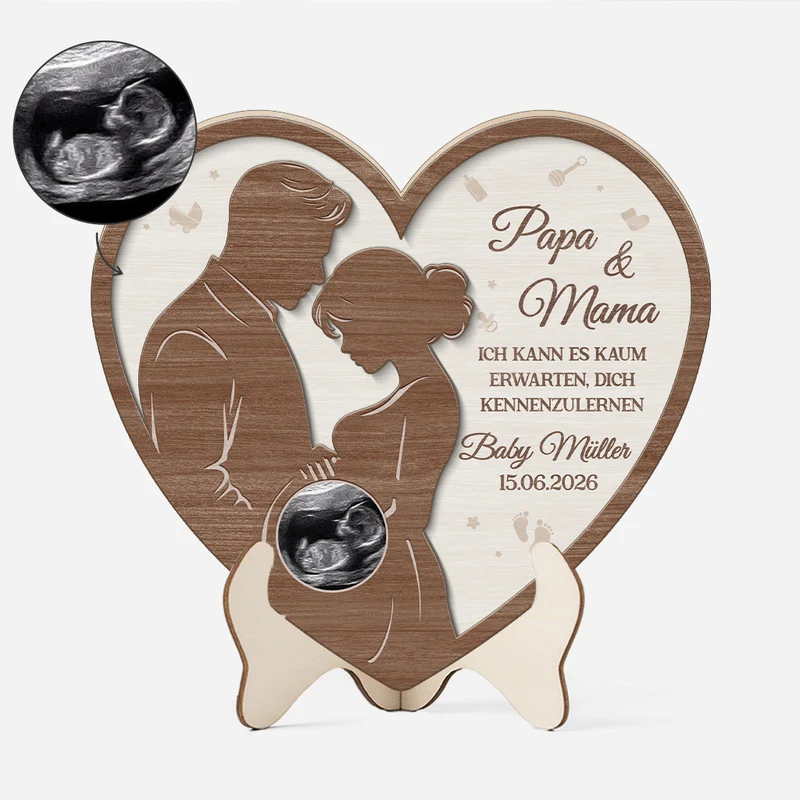 Ich Kann Es Kaum Erwarten Dich Kennenzulernen - Personalisierte Geschenke Für Werdender Papa/Werdende Mama | Ultraschallfoto Holzaufsteller