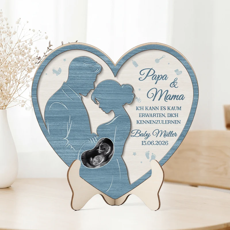 Ich Kann Es Kaum Erwarten Dich Kennenzulernen - Personalisierte Geschenke Für Werdender Papa/Werdende Mama | Ultraschallfoto Holzaufsteller