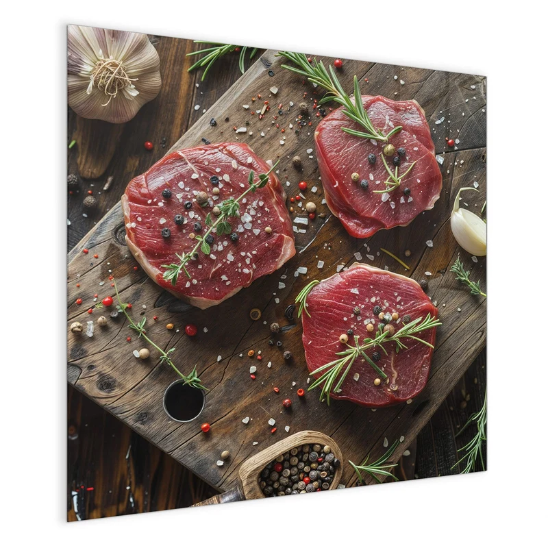 Magnettafel - Steaks mit Knoblauch