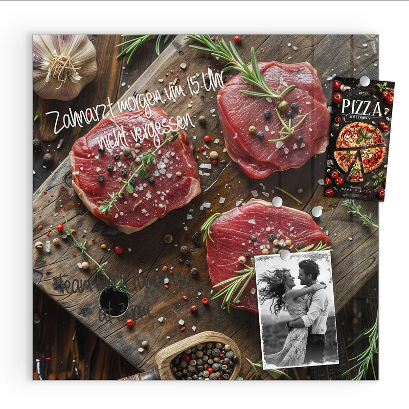 Magnettafel - Steaks mit Knoblauch