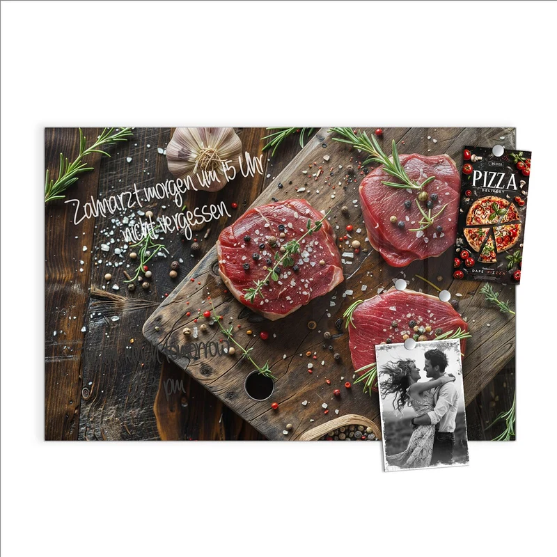 Magnettafel - Steaks mit Knoblauch