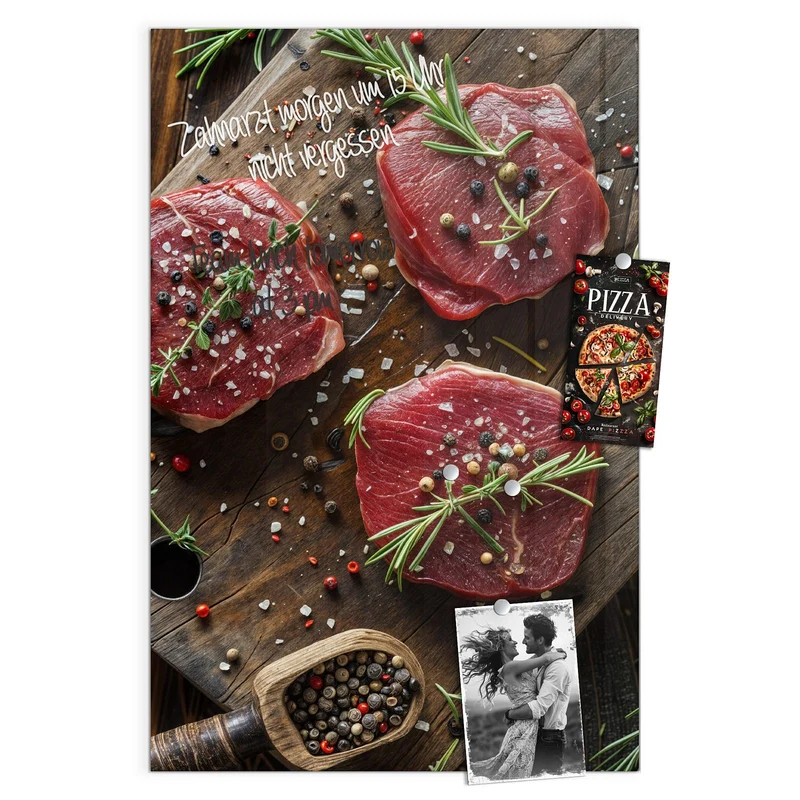 Magnettafel - Steaks mit Knoblauch