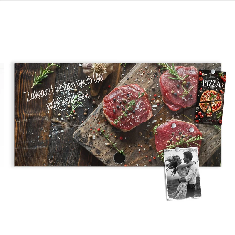 Magnettafel - Steaks mit Knoblauch